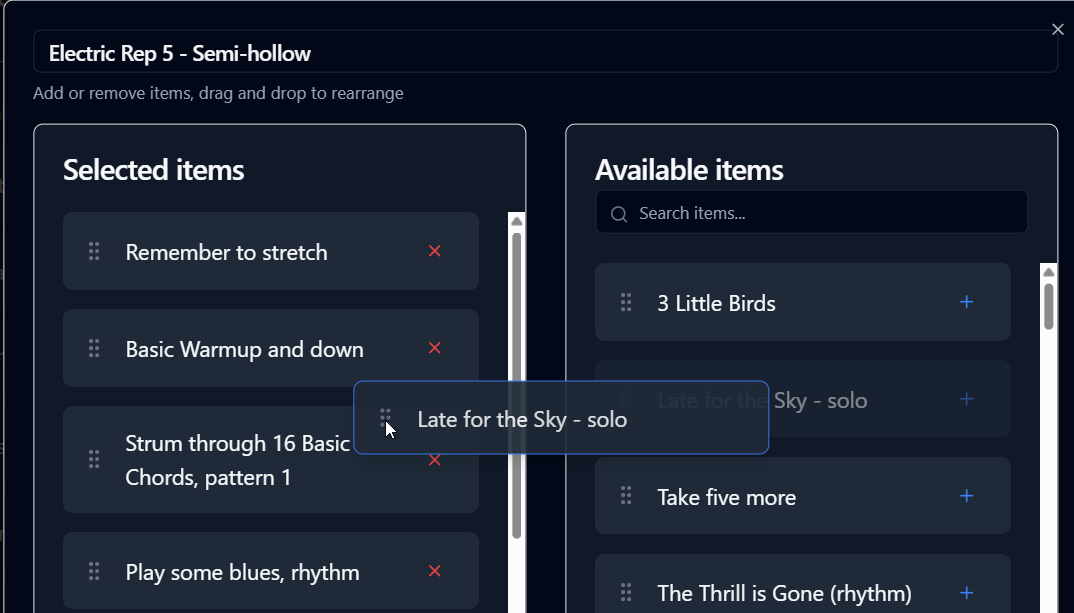 Drag-and-drop reordering
